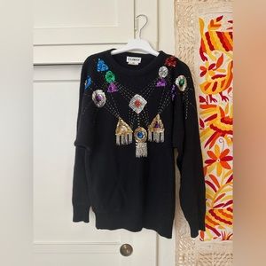 VINTAGE angora / wool Holiday Sweater size S